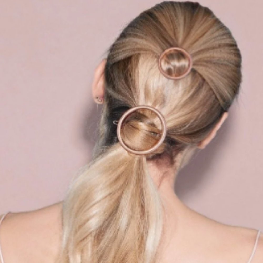 Rose Gold Circle Hair Clip Set